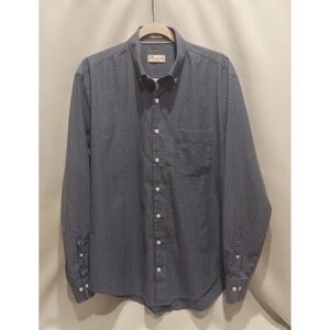 Peter Millar Mens Blue Gingham LS Button-Up Crown Finish Dress Shirt Size Large